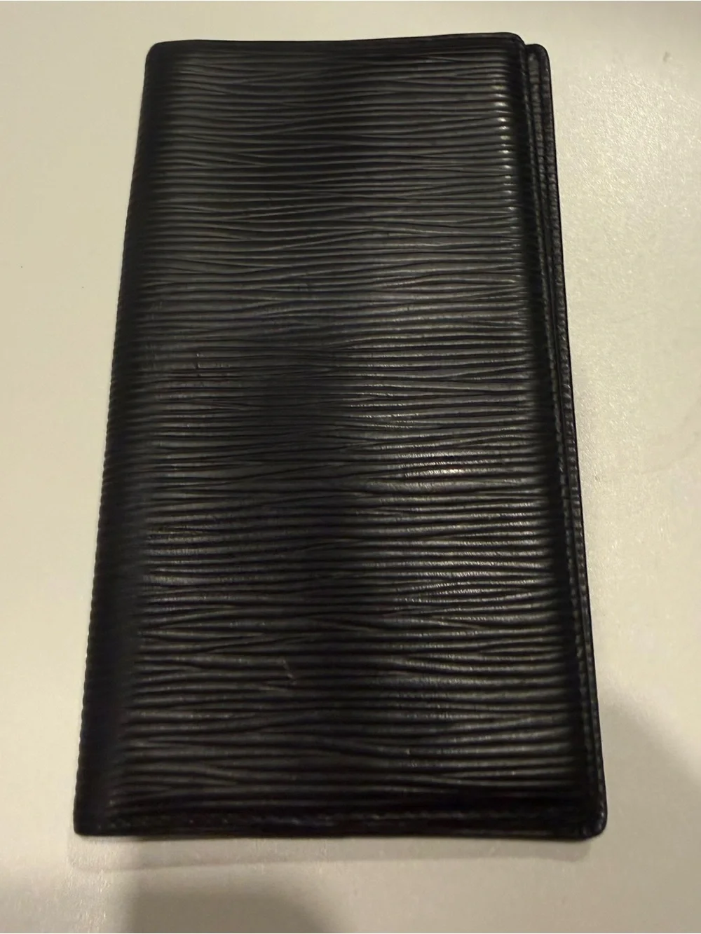 Louis Vuitton Textured Black Leather checkbook cover